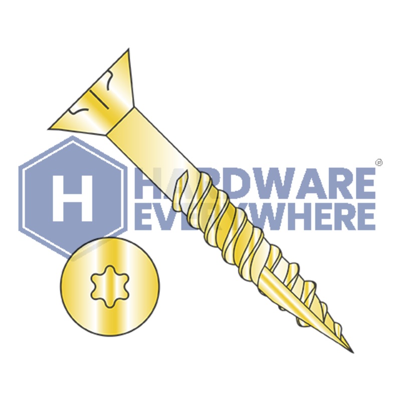 10 X 2 1/2 Deck Screws / Torx / Flat Head / Steel / Yellow Zinc / Type 17