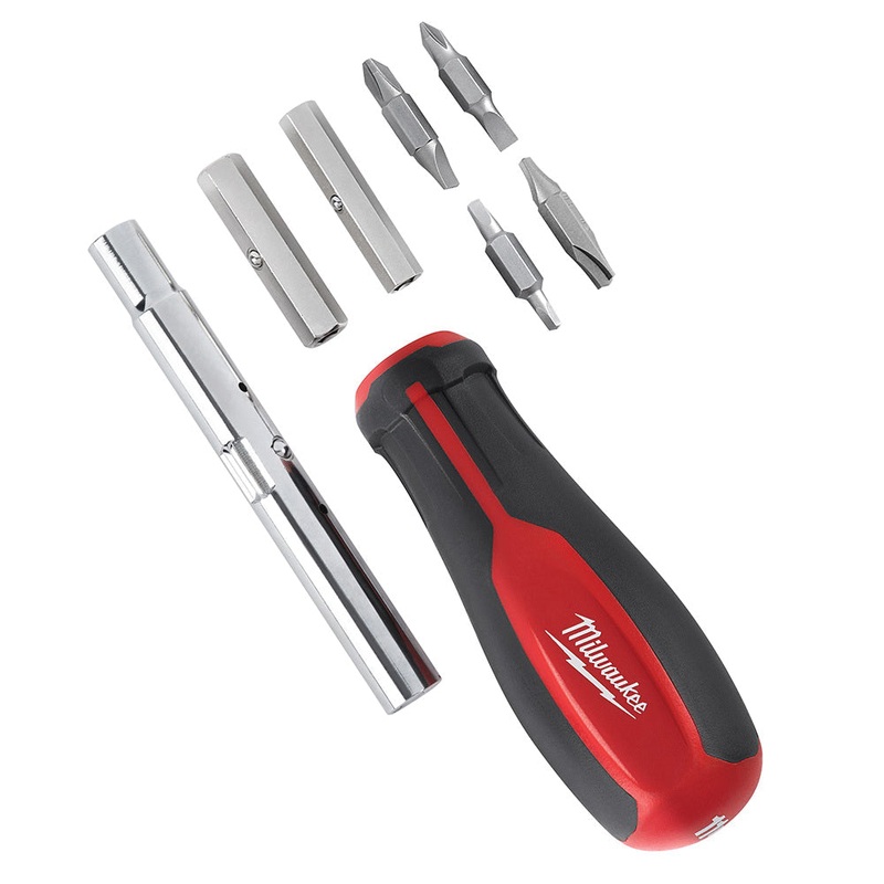 Milwaukee 48-22-2760 Multi-Bit Screwdriver, ECX, Nutdriver, Phillips, Slotted, Square Point, 10 in OAL