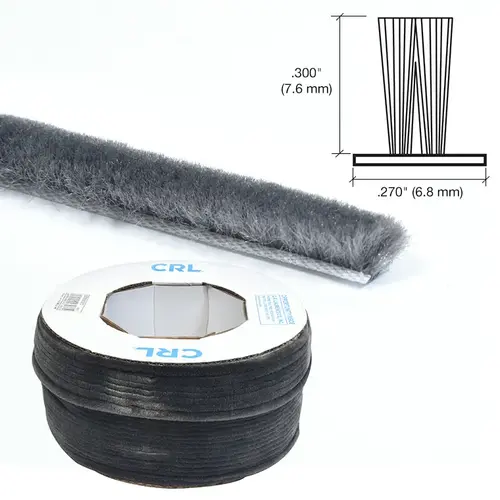CRL A11430B High Density Window Pile - 400' Roll .300 Pile Height; .270 Backing Width Gray