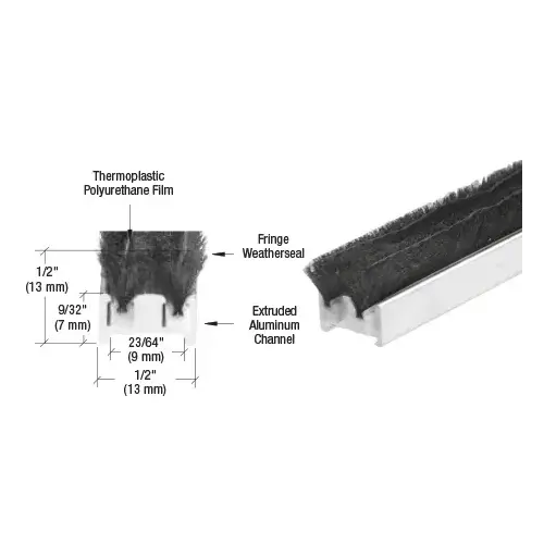 CRL R011G83L 83-1/4" Narrow Commercial Door Astragal with Weatherstrip Mill