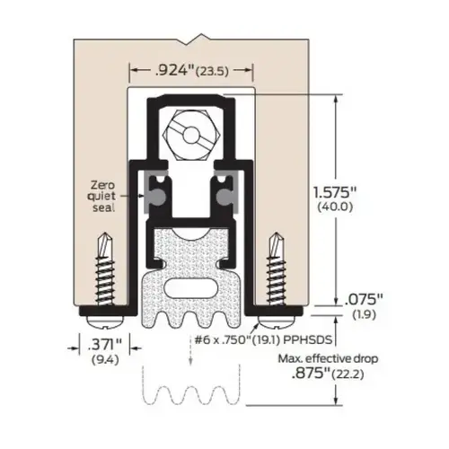 Zero 360AA36 36" Mortised Heavy Duty Automatic Door Bottom Clear Anodized Aluminum Finish