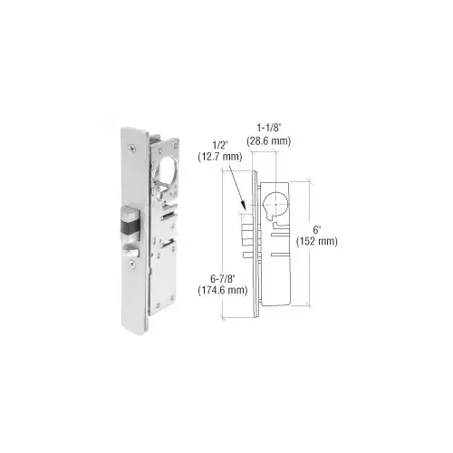 CRL DL2140BLH 1-1/8" Backset Narrow Stile Left Hand Deadlatch Lock Aluminum