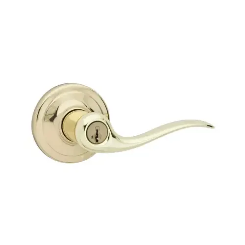 Kwikset 740TNL 3 SMT 6AL RCS Tustin Polished Brass Entry Door Lever Featuring SmartKey Security