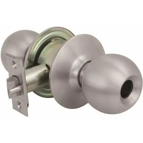 US Lock USX2010DB32DLC 2010 GR2 Storeroom Ball Knob US32D Less Cylinder 2-3/8 in. Backset Brushed Stainless