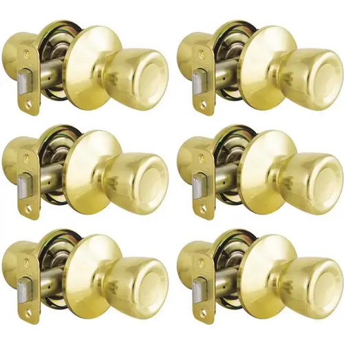 Defiant TR730BD6 Waterbury Polished Brass Passage Hall/Closet Door Knob Contractor Pack