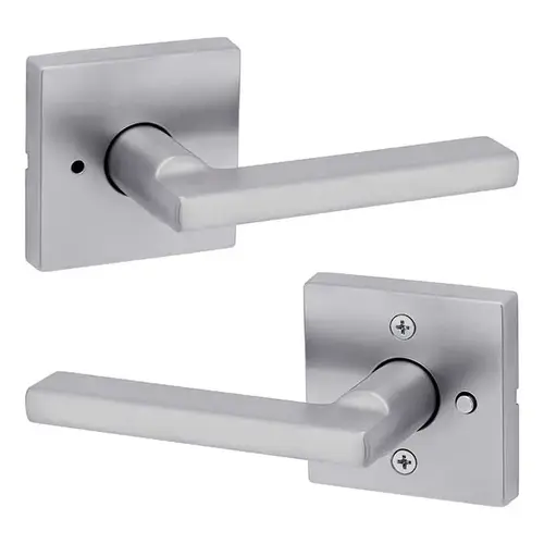 Kwikset 730HFL-SQT-26D-6AL-RCS Halifax Privacy Door Lever Set with Square Rose Satin Chrome Finish