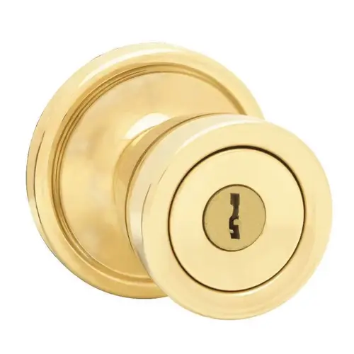 Kwikset 750A 3 6AL Abbey Vestibule Keyed Door Knob Lock in Polished Brass