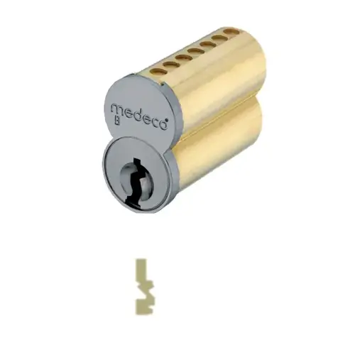 Medeco Security Locks 337B010-26-AKBS 7 Pin Uncombinated Small Format Interchangeable Core with K Keyway and Clip Retainer Satin Chrome Finish