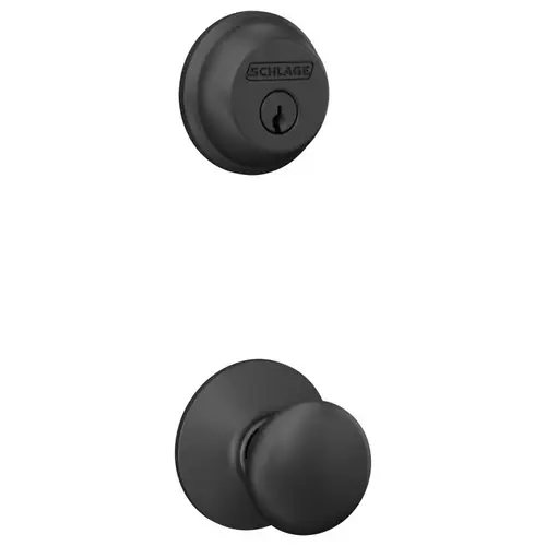 Schlage FB50NGPLY622 FB50 V PLY 622 Deadbolt and Knobset, Mechanical Lock, Knob Handle, Round Design, Matte Black, Yes, Grade 1 Grade
