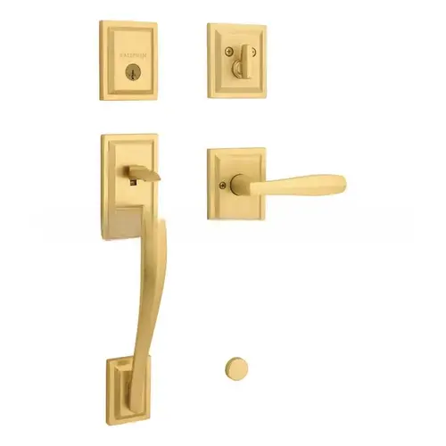 Baldwin Prestige 180TPHXTOLSLB4 Complete Single Cylinder Torrey Pines Sectional Handleset By Torrey Pines Lever and Square Rose Satin Brass Finish