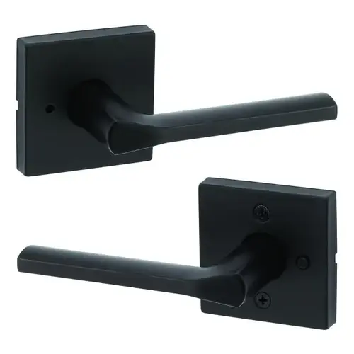 Kwikset 730LSLSQT-514 Lisbon Lever with Square Rose Privacy Door Lock with 6AL Latch and RCS Strike Iron Black Finish