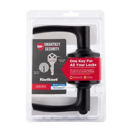 Kwikset 94050-705 Keyed Entry Lever Smartkey Security Matte Black KW1 1-3/4" Matte Black