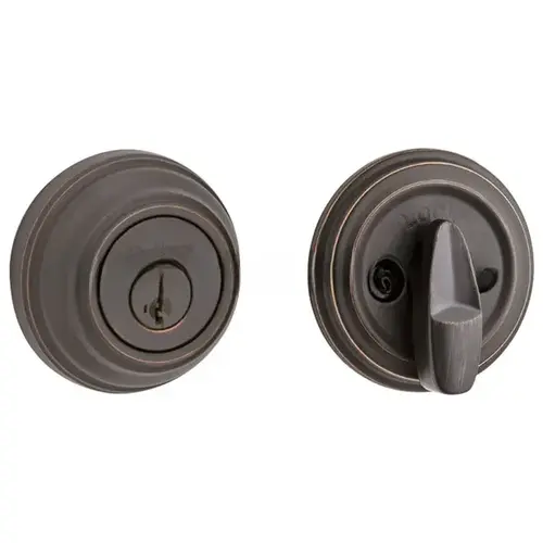 Kwikset 980-11PS.STRKP Single Cylinder Deadbolt SmartKey with 6AL Latch and STRKP Strike Pack which includes Square Corner, Round Corner and 5303 Round Corner Full Lip Strikes Venetian Bronze Finish