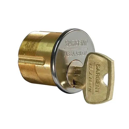 Sargent 41 HB 32D Mortise Cylinder 1-1/8", HB Keyway, 6-Pin, Cam, 1-Bitted, 2 Nickel Silver Keys, 630/US32D Stainless Steel