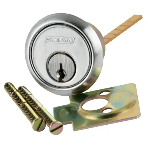 Schlage 20-022 CE 626 (4PK) 4 Pack, Rim Cylinder, 6-pin, CE Keyway, Keyed Different, Horizontal Tailpiece Cam, 2 Keys, Satin Chrome Finish, Non-handed Satin Chrome