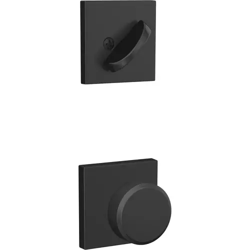 Schlage Custom FC59SWA622COL Swanson Knob with Collins Rose Interior Active Trim with 16680 Latch and 10269 Strike Matte Black Finish