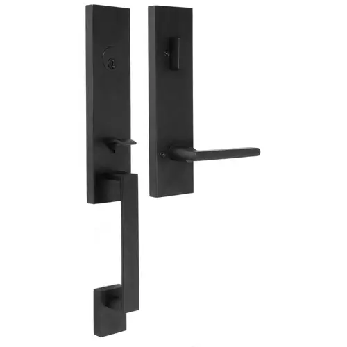 Weslock 02870-252SL2D  Leighton Single Cylinder Handle set with Atlas Lever Trim with Adjustable Latch and Round and Square Corner Strikes Matte Black Finish