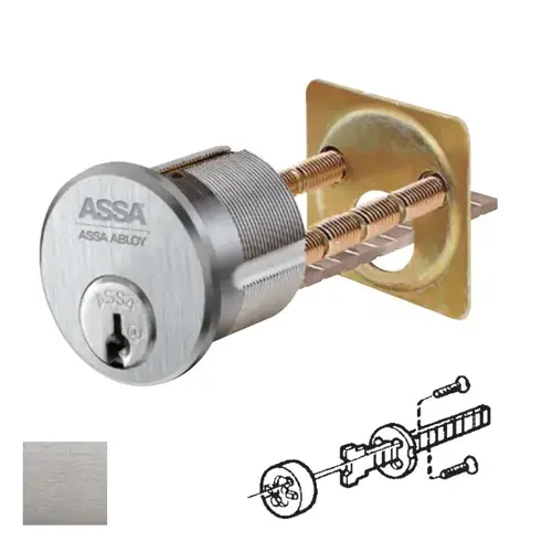 ASSA E6551-H-626 E6551-H Rim Cylinder Satin Chrome