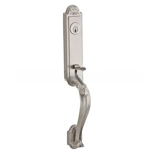 Baldwin Reserve EEELIXTRAEBE150 Emergency Egress Elizabeth Handleset with Traditional Knob and Elizabeth Escutcheon with 6AL Latch and Dual Strike Satin Nickel Finish