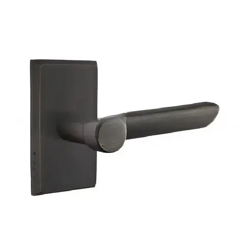 Emtek 7104ARMBLH Aurora Lever Left Hand 2-3/8" Backset Passage With Style # 3 Rose for 1-3/8" to 2" Door Medium Bronze Finish