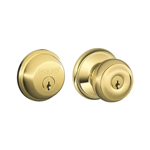 Schlage FB50NVGEO505 Georgian Series Knob Lockset, 2 Grade, Keyed Alike Key, Steel, Brass, 2-3/8 x 2-3/4 in Backset