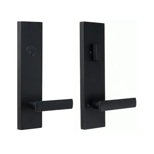 Weslock 066213232SL2D  Utica Lever Addy Escutcheon Single Cylinder Deadbolt Passage Lock with Adjustable Latch and Round Corner Strikes Matte Black Finish
