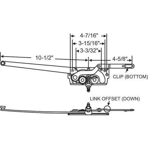 Brixwell 36-186sp Truth LH Casement Operator E-Gard Dual Arm Offset Down and Clip Down