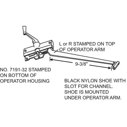 Brixwell 750-0565616 Casement Operator Stone black Nylon Shoe handle Sold Seperately
