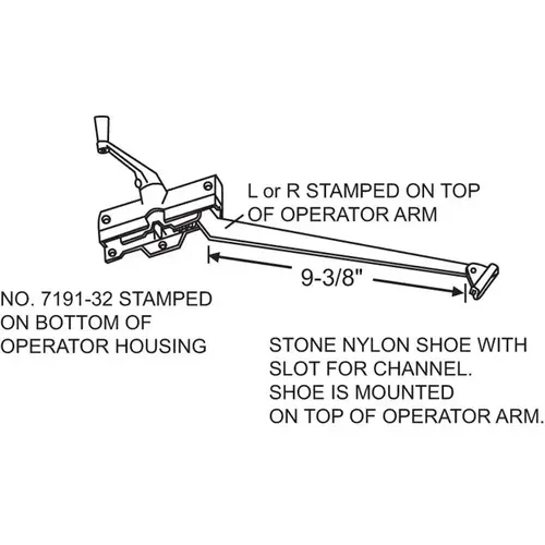 Brixwell 750-1361308c Lh Casement Operator Assembly stone With Cover Screws And track Handle Sold Seperately