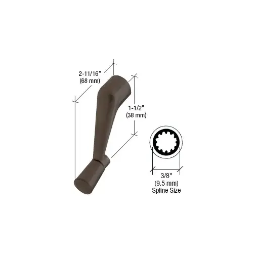 CRL H3534 Bronze Casement Operator Handle with 3/8" Spline Size and 2-11/16" Length