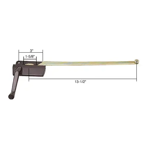 CRL H3570 Bronze 13-1/2" Left Hand Casement Window Operator 1-5/8" and 3" Screw Holes