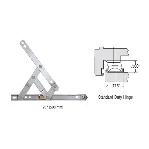 Truth EP28016 20" Standard Duty 4-Bar Stainless Steel Window Hinge
