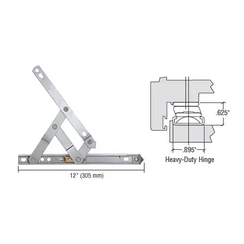 Truth EP28019 12" Heavy-Duty 4-Bar Stainless Steel Window Hinge