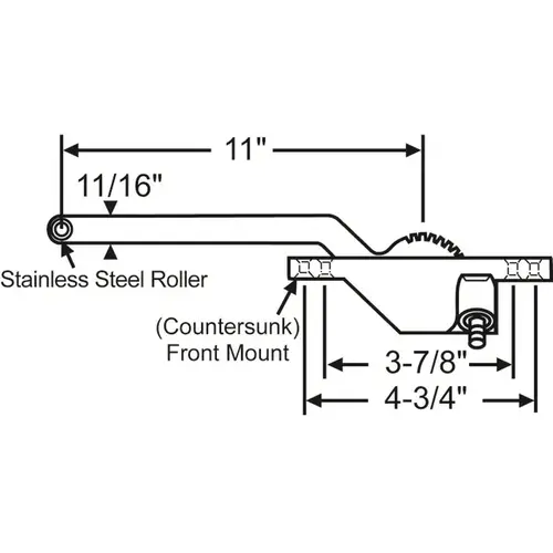 Brixwell 36-223-8 Single Arm Casement Operator chestnut Bronze Truth Right hand Front Mount 11in Arm length Handle Sold Seperately