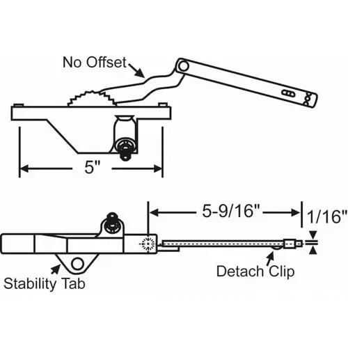 Brixwell 36-265-3 Dyad Casement Operator White truth Right Hand Rear Mount handle Sold Seperately