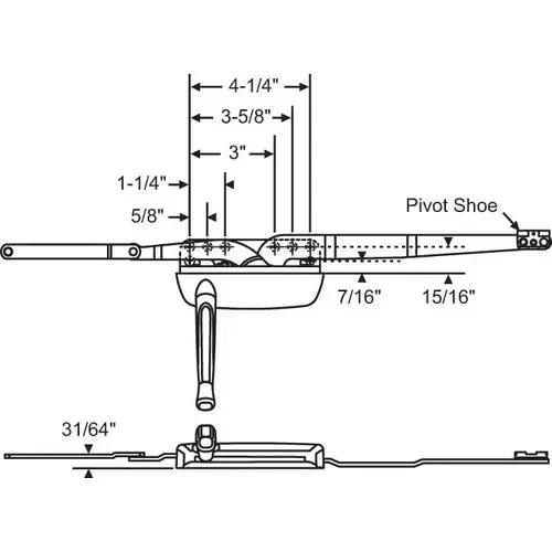 Brixwell 36-465-3 Dual Arm Casement Operator white Truth Right Hand low Profile handle Sold Seperately