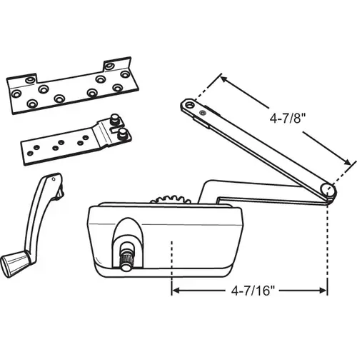 Brixwell 36-516lhwma Straight Arm Casement Operator white Metal Die Cast Housing stainless Steel Worm Gear kit With Brackets