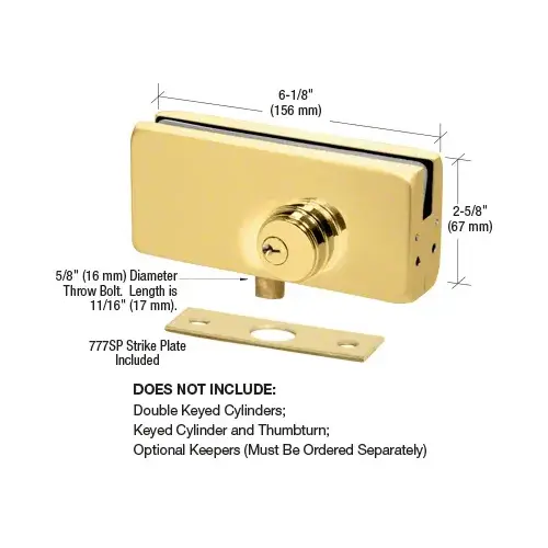 CRL AMR215BR Brass AMR215 Series Patch Lock