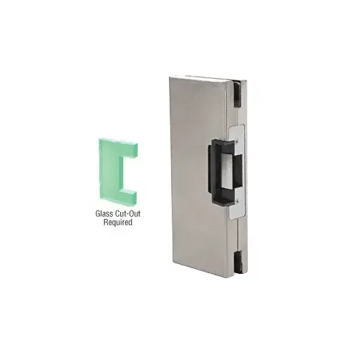 CRL DLEL410BS Brushed Stainless 4" x 10" LH/RHR Custom Center Lock Glass Keeper with Deadlatch Electric Strike