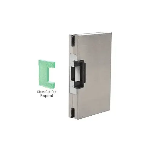 CRL DLER610BS Brushed Stainless 6" x 10" RH/LHR Custom Center Lock Glass Keeper with Deadlatch Electric Strike