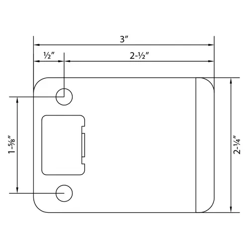 Stone Harbor Hardware 50125-26 2-1/4" x 2-1/2" (3" OAL) RC Extended Lip Strike - Polished Chrome