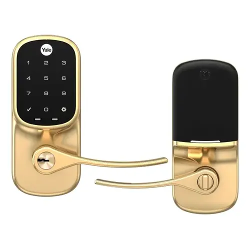 Yale Real Living YRL226NR605 Standalone Assure Lever Touchscreen Keyed Entry Lock Polished Brass Finish