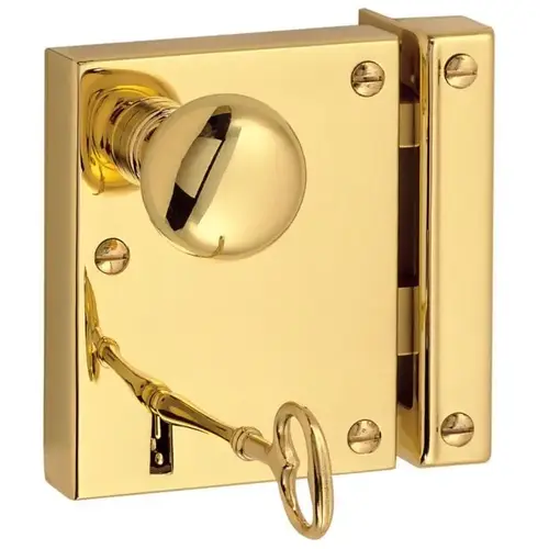 Baldwin 5602031L Left Hand Small Vertical Privacy Rim Lock Unlacquered Brass Finish