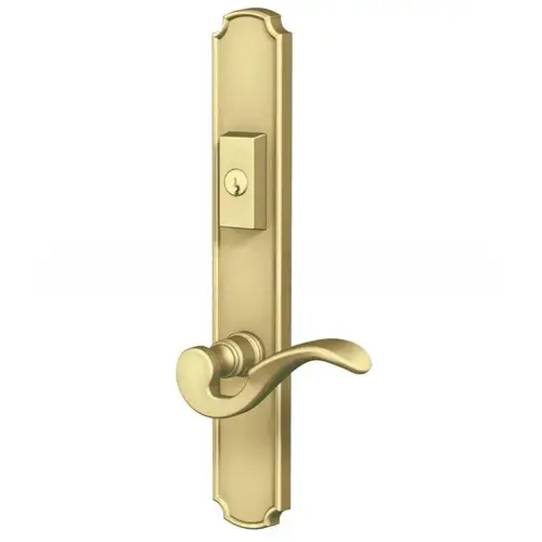 Baldwin MP002060ACT2X Bismark Multi Point Trim Keyed Entry with Turn Knob Configuration 2 Minus Lever Satin Brass with Brown Finish