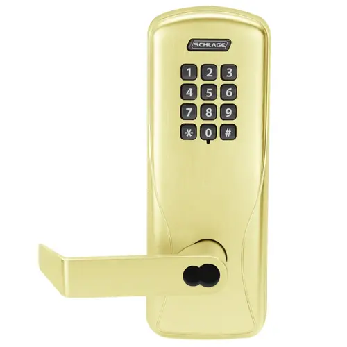 Schlage Electronics CO220CY75KPRHO605BR Electric Cylindrical Lock Bright Brass