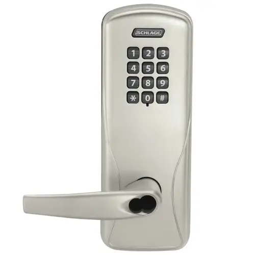 Schlage Electronics CO220MS75KPATH619BR Electric Mortise Lock Satin Nickel Plated Clear Coated
