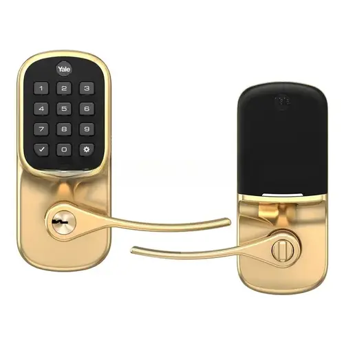 Yale Real Living YRL216ZW2605 Z-Wave Plus Assure Lever Keypad Keyed Entry Lock Polished Brass Finish