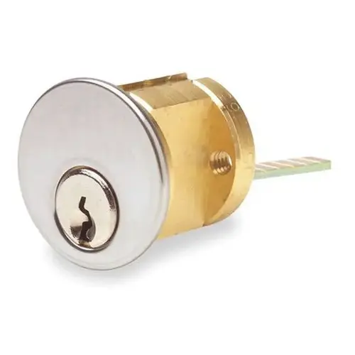 Kaba Ilco 7075KS1026D Keyed Different 5 Pin Rim Cylinder with Screw Cap with Kwikset Keyway Satin Chrome Finish