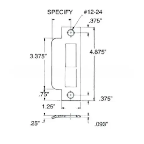 Baldwin 6039003R300 Right Hand 3" Extended Lip ASA Strike For 2-3/4" Backset Deadbolt Only Lifetime Brass Finish