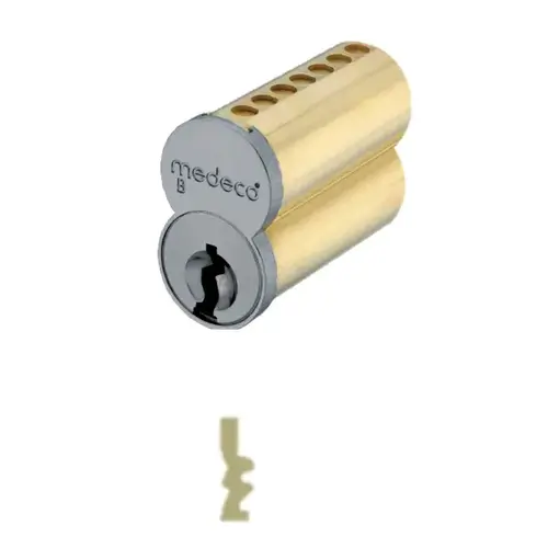 Medeco Security Locks 336B01026ATDS 6 Pin Uncombinated Small Format Interchangeable Core with TD Keyway and Clip Retainer Satin Chrome Finish